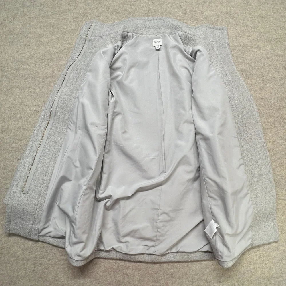 J.Crew Lodge Coat Womens Size 00 Grey Wool Blend Funnel Neck AB945